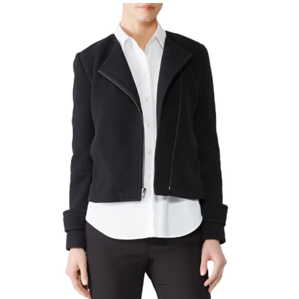 VINCE. Cross Front Jacket in black size 6